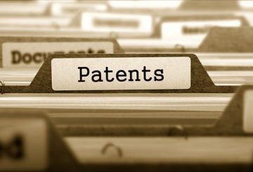 Patents Concept on File Label.