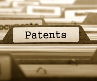 Patents Concept on File Label.
